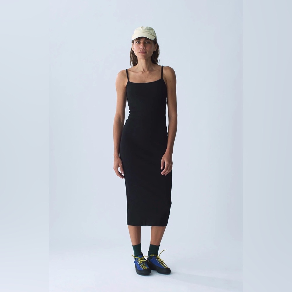 Nu Swim cotton “Ginger” cotton midi dress, black, fits size 2
